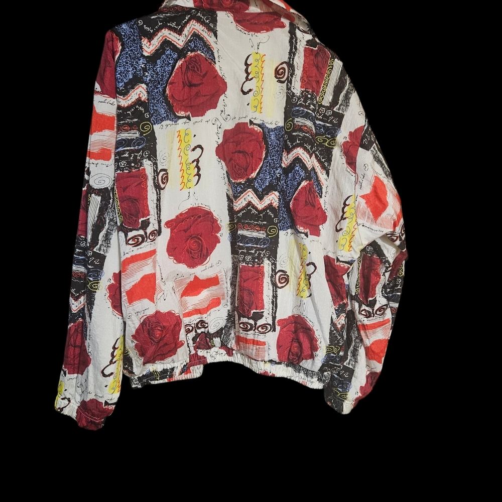 Sergio Tacchini Red and White Bomber Jacket with Artistic Flair - Picture 4 of 10